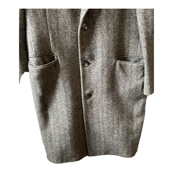 VTG House Of Cromwell New York Mens Herringbone Gray Coat size  42 - Picture 5 of 9